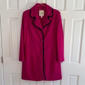 Kate Spade Fuchsia Trench Coat with Black Piping